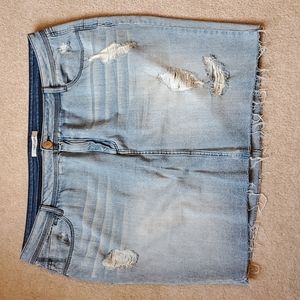Refuge destructed denim mini skirt with raw hem size 3X